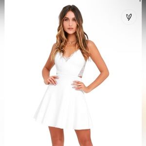 Perfect Evening Ivory Lace Skater Dress